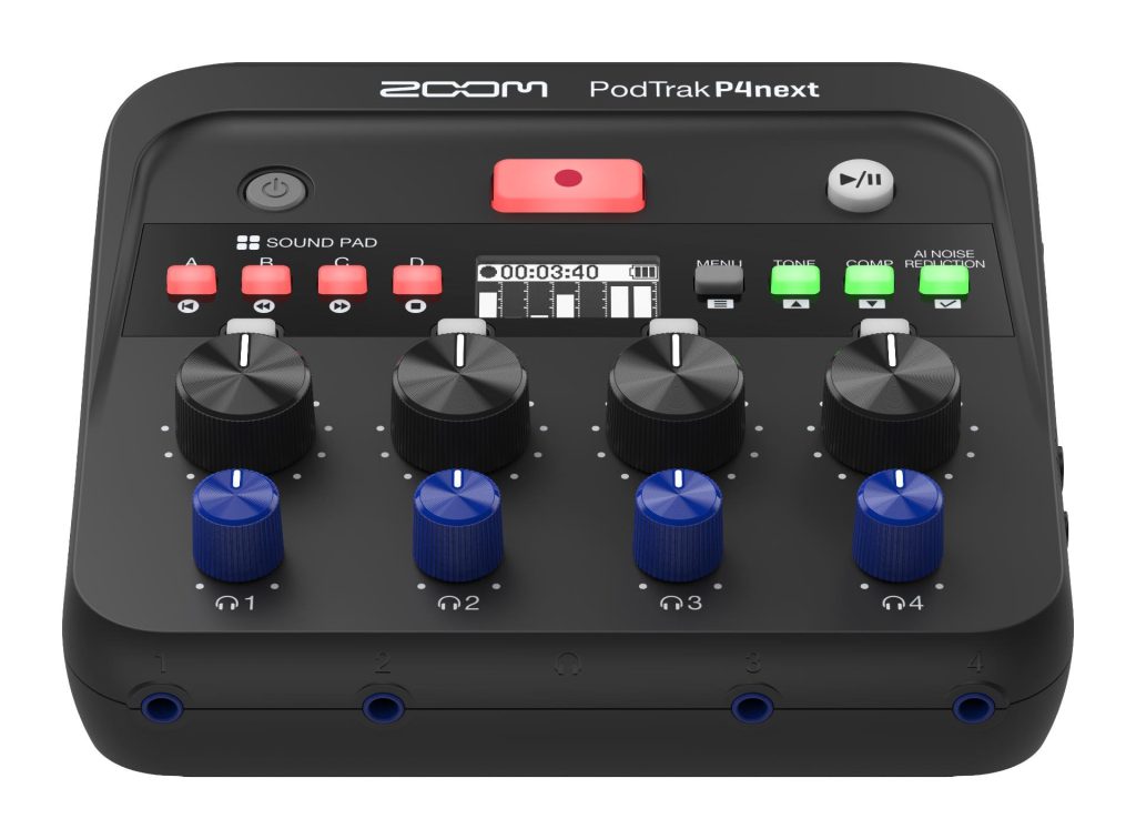 ZOOM PodTrak P4next | 4人分の音声のマルチトラック録音&ライブ配信