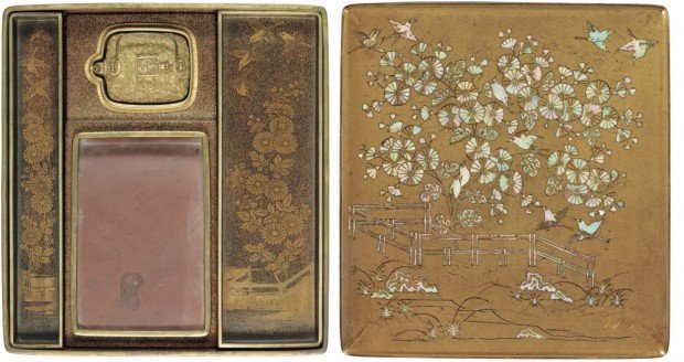 柳に白鷺蒔絵硯筥」（時代箱入）江戸前期～中期