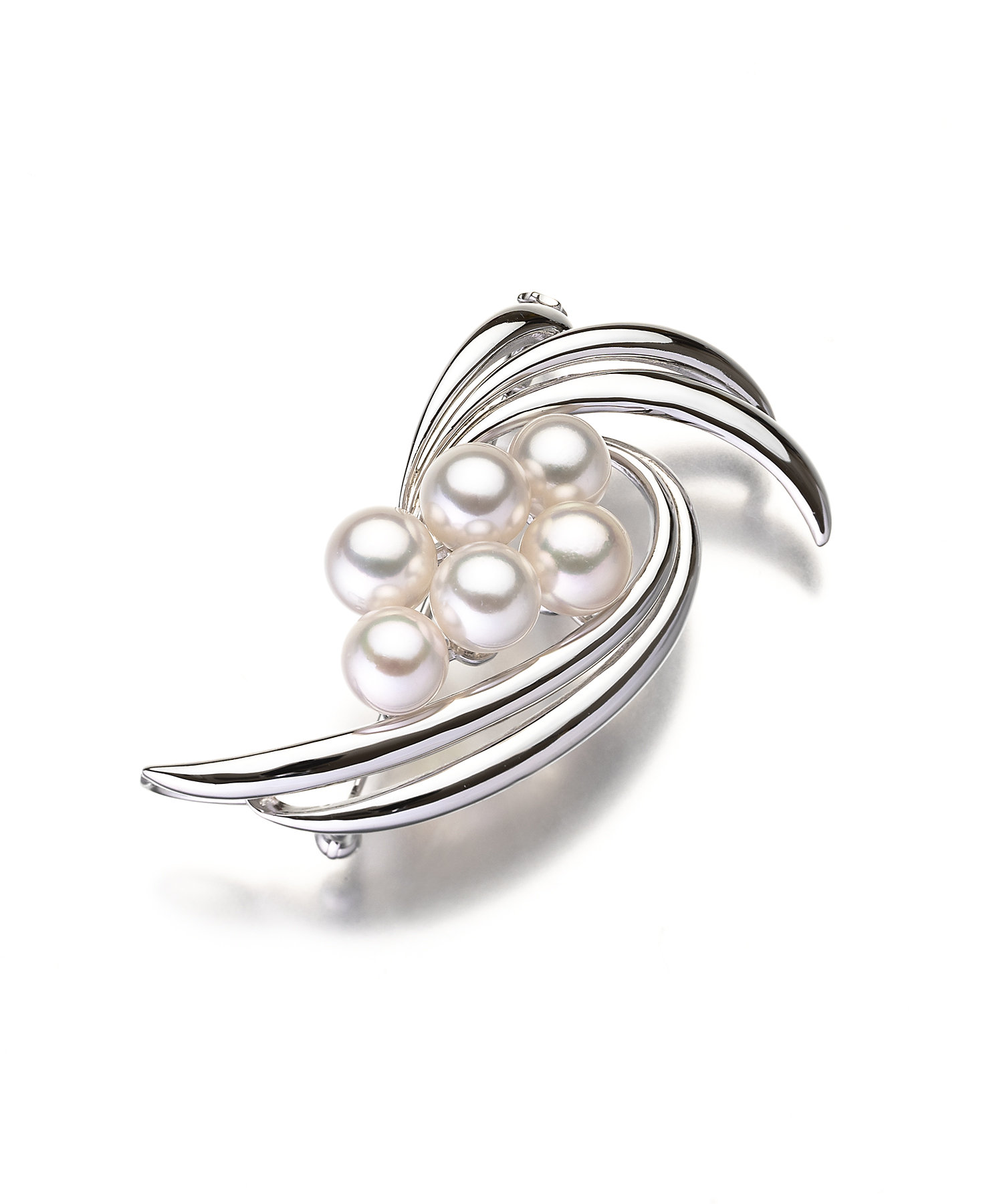 K14アコヤパールサファイアブローチ 羽毛のようなお洒落なデザイン K14