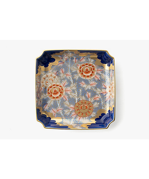 牡丹金ミル瑠璃色 角5号飾皿 | 深川製磁/フカガワセイジ | 三越伊勢丹