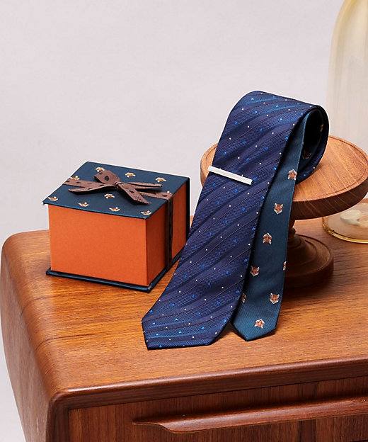 アニマル柄BOXセット】イングリッシュガーデン ネクタイ＆タイバー