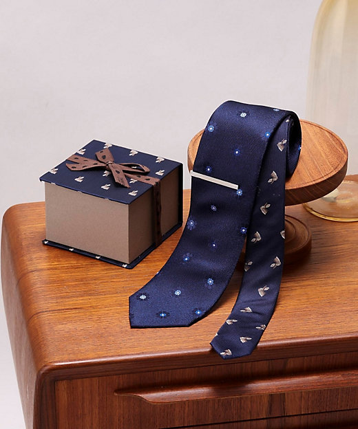 アニマル柄BOXセット】イングリッシュガーデン ネクタイ＆タイバー