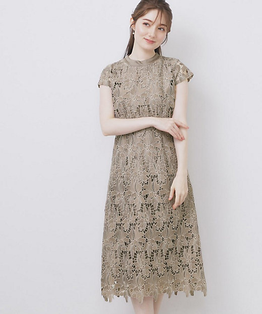 バイカラーレースワンピース【洗濯機洗い可】（2002506560