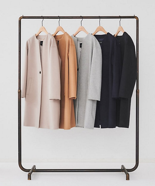 ゆったり／軽やか】カシミヤ混ノーカラーコート（2002186377