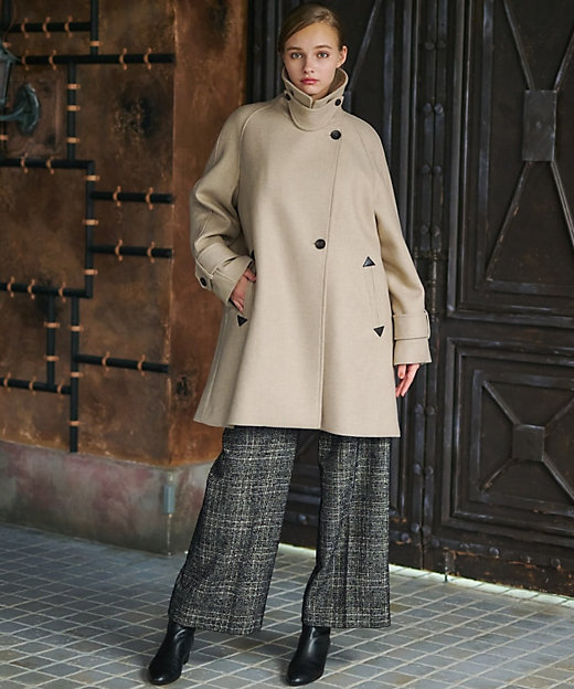 ウール混／2WAY】Aラインショートダブルコート