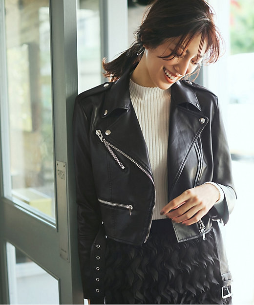 大草直子さんコラボ】ショート丈ライダースジャケット