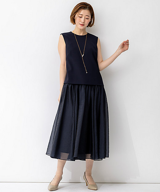 APPLAUDIR】クリアジョーゼットコンビ ドレス