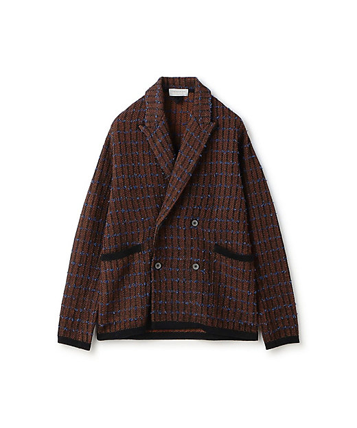 ミックスツイード ダブルブレステッド4Bニットジャケット