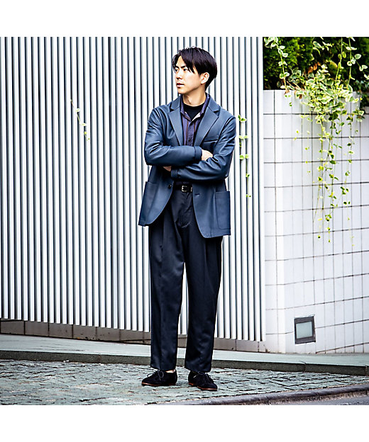 別注】DENIM×TOMORROWLAND ラムレザー テーラード