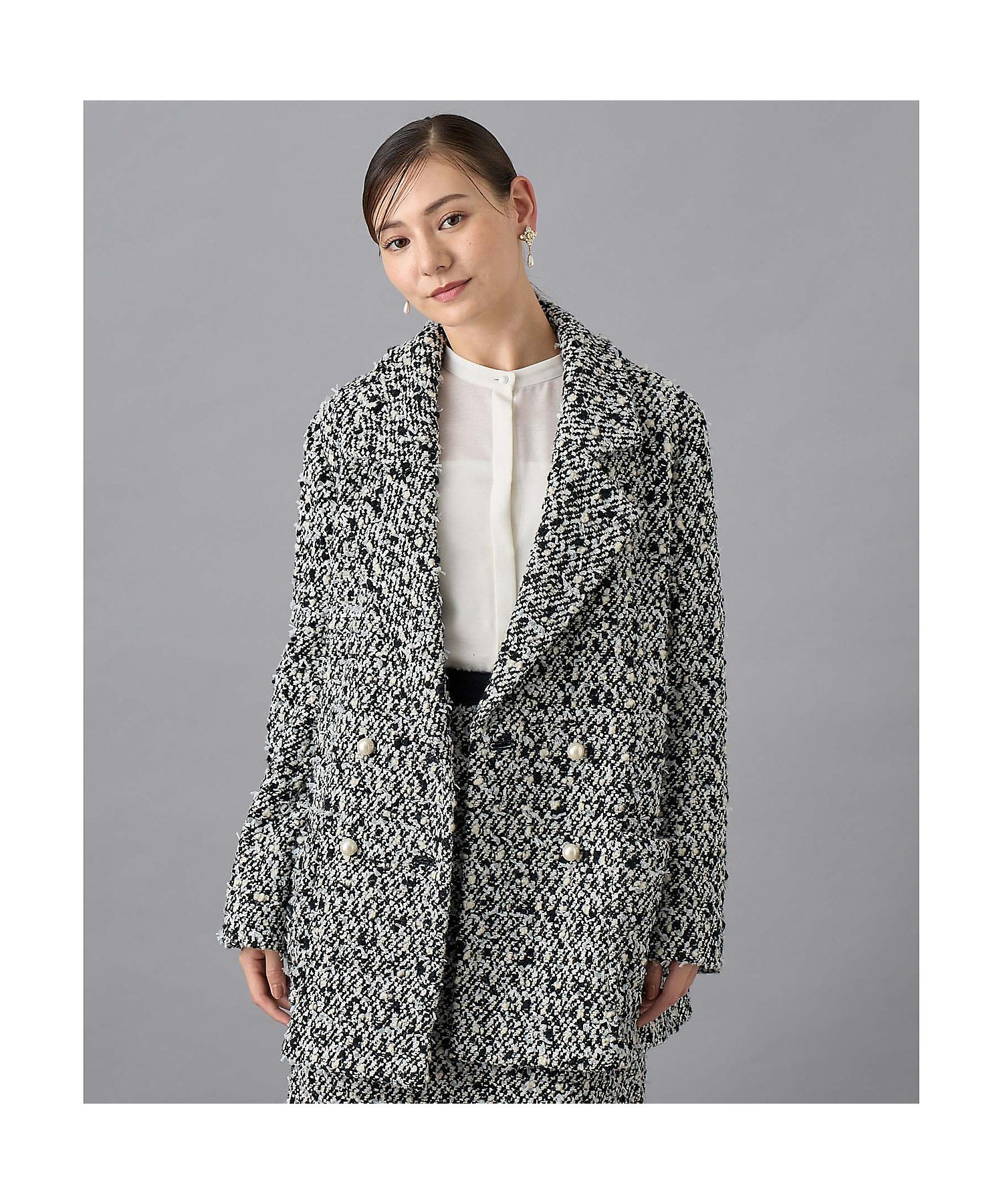 セットアップ対応商品】モノトーンリボンツイードコート | ANAYI