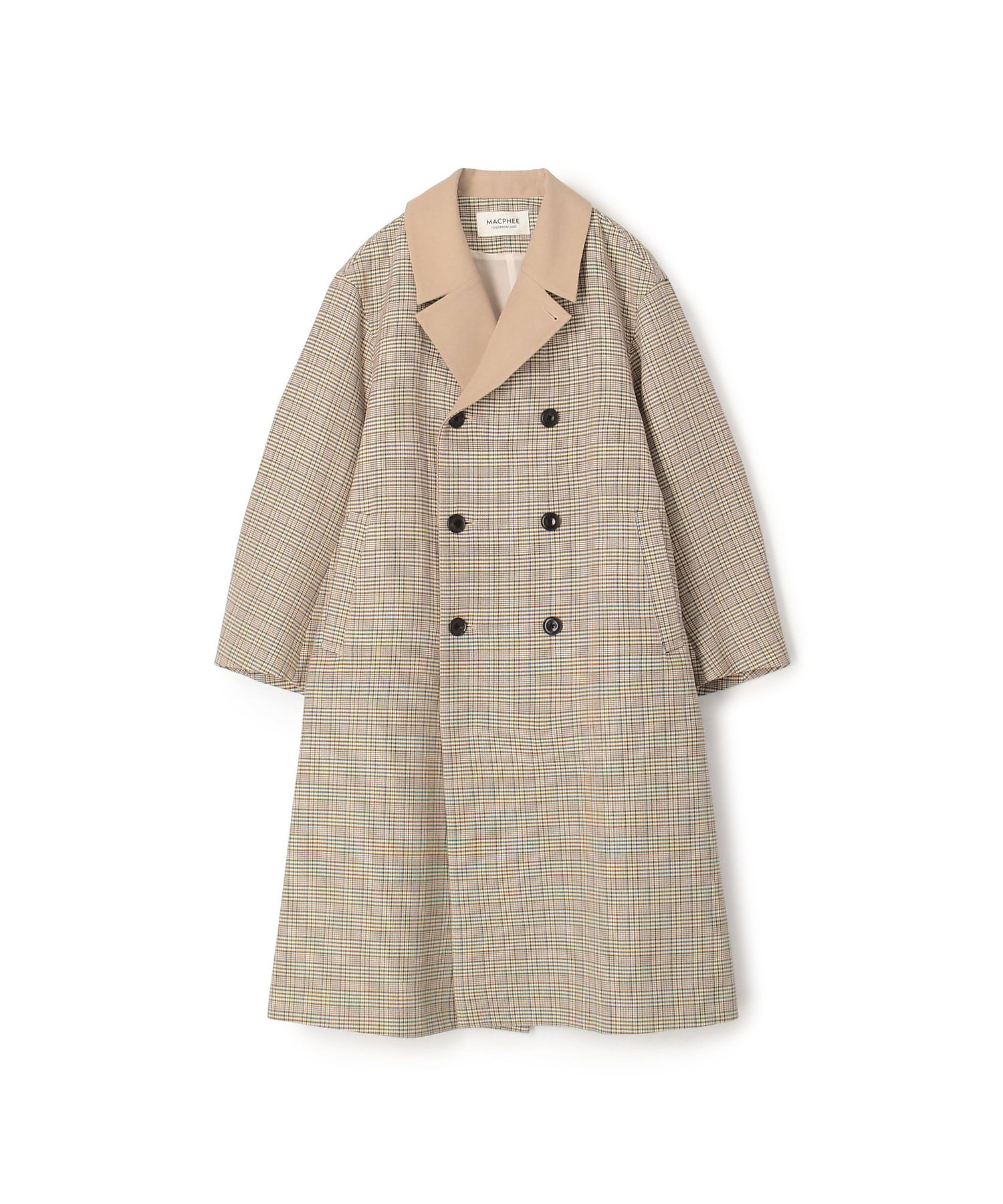 コットンリバーチェック ダブルブレストコート | maison TOMORROWLAND