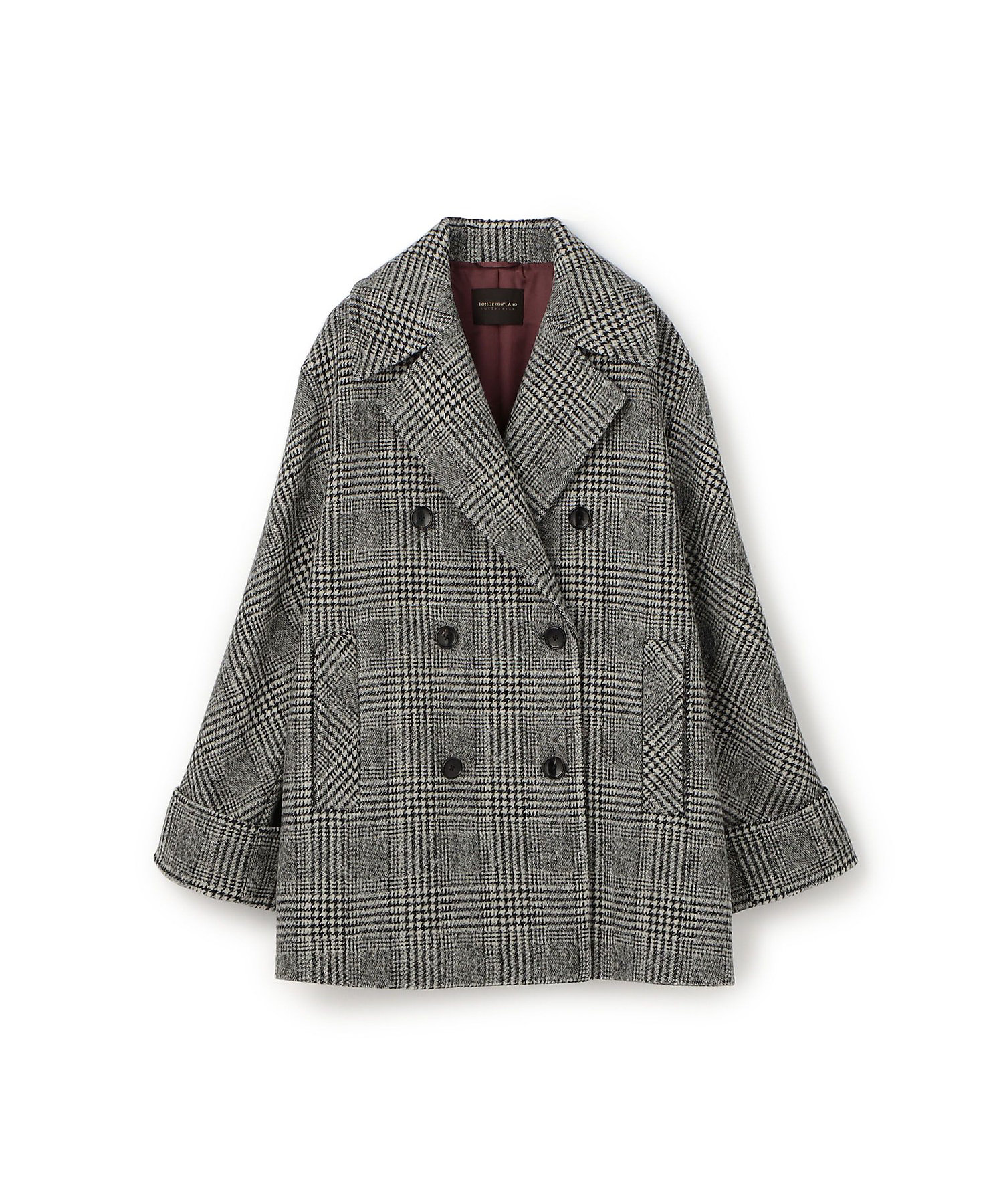 ウールカシミヤグレンチェック ダブルブレストコート | maison