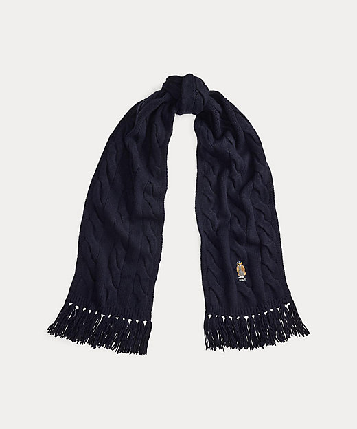 Polo ベア ケーブルニット ウールブレンド マフラー