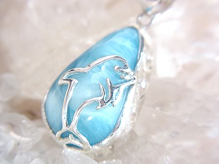 momo出品。極美！！ラリマー ペンダント ヒーリング 海 癒し イルカ