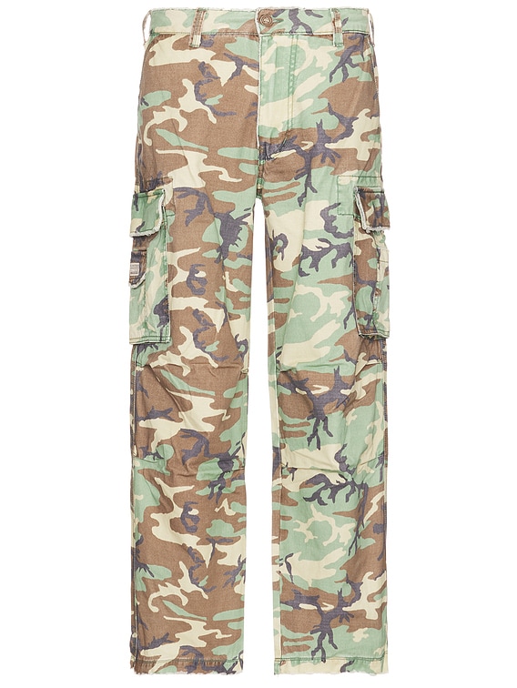 ERL Unisex Camo Cargo Pants Woven in Green Camo | FWRD