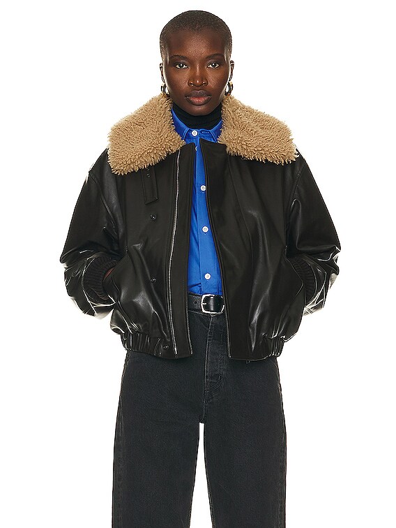 Lemaire Shearling Leather Blouson Jacket in Dark Chocolate | FWRD