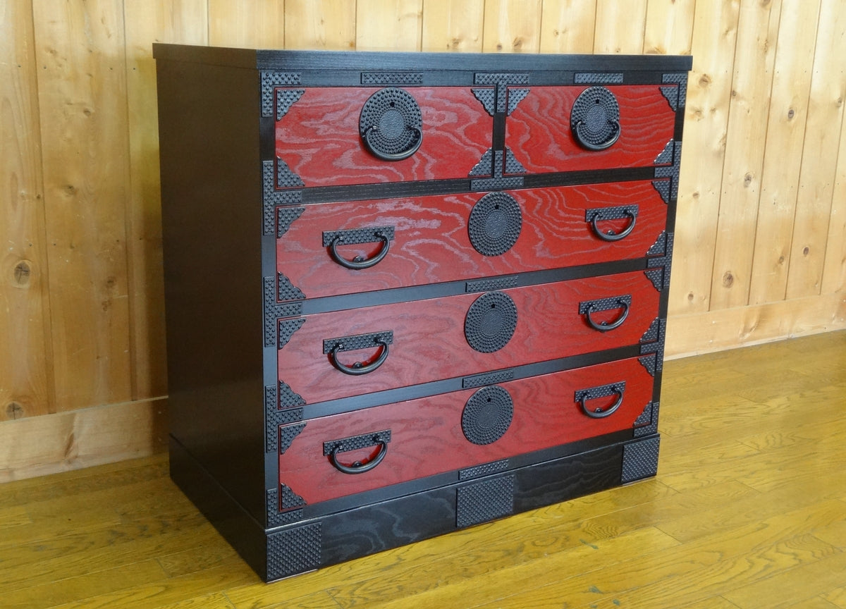 限定3割引】 岩谷堂箪笥 整理箪笥 85巾 赤黒 【3130650】