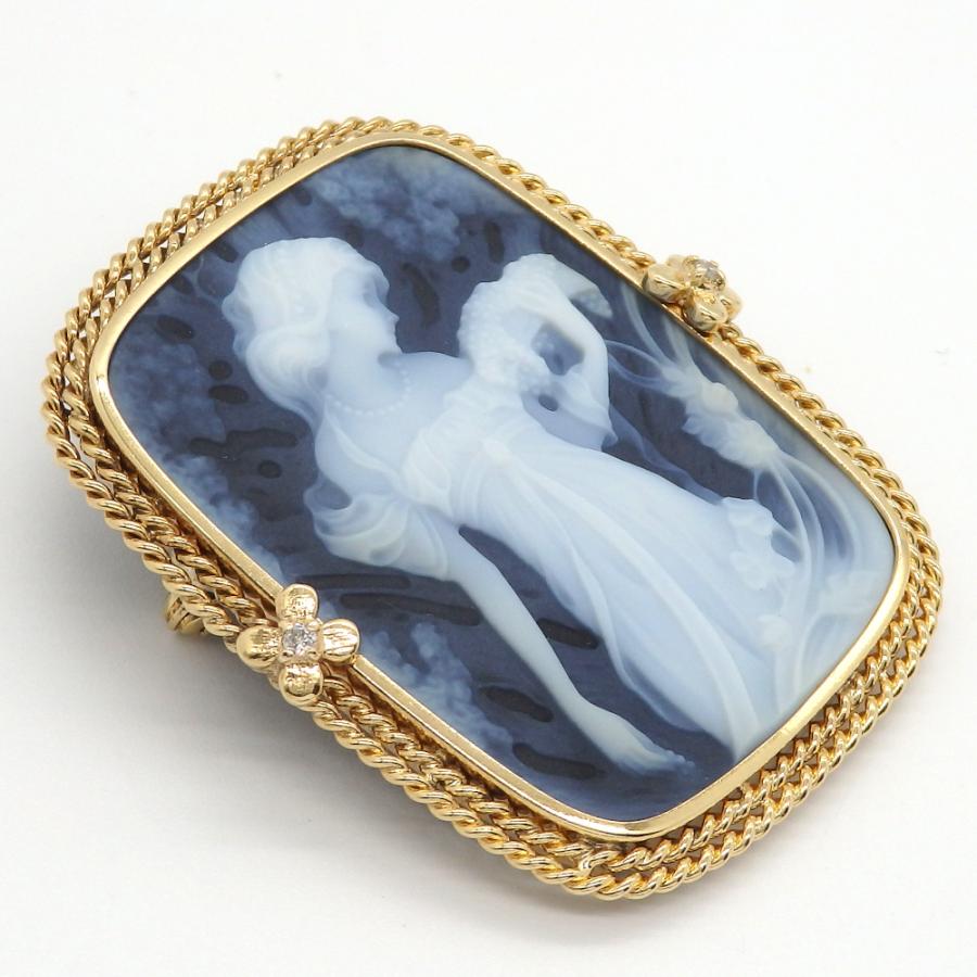 CAMEO（カメオ） K18枠 ゴールド ストーンカメオ めのう 女性