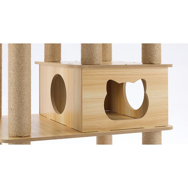 猫家族 広い展望台付き キャットタワー 木製 大型猫 高さ約170cm