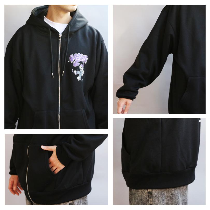 8 ボーイイラストZIPパーカー メンズ パーカー 発砲 プリント : 8