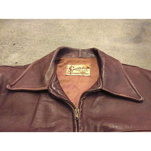 ビンテージ40's50's☆Sportcladホースハイドスポーツジャケット赤茶