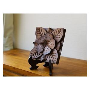 木彫りのレリーフ(プルメリア) 玄関 リビング 壁 飾り おしゃれ