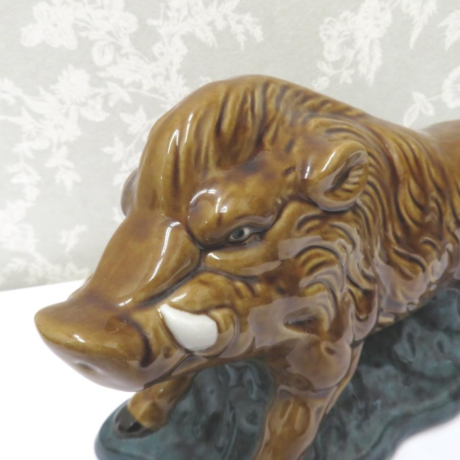 九谷焼 徳田八十吉 猪 イノシシ 置物 陶器九谷焼 猪 イノシシ 置物