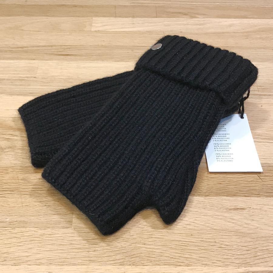 エルメスHERMES黒 ニット 手袋 編み込みデザイン