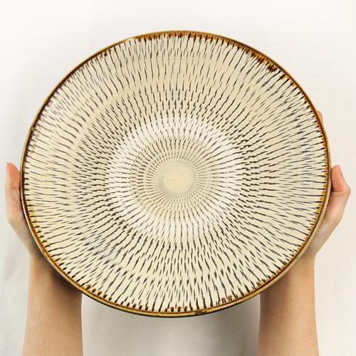 手作りの陶器 大分県日田市 小鹿田焼(おんたやき) 尺皿 直径約30cm×高