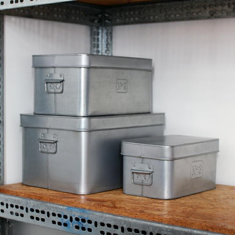 収納ボックス 3点セット S M L ブリキ製 整理収納 おしゃれ