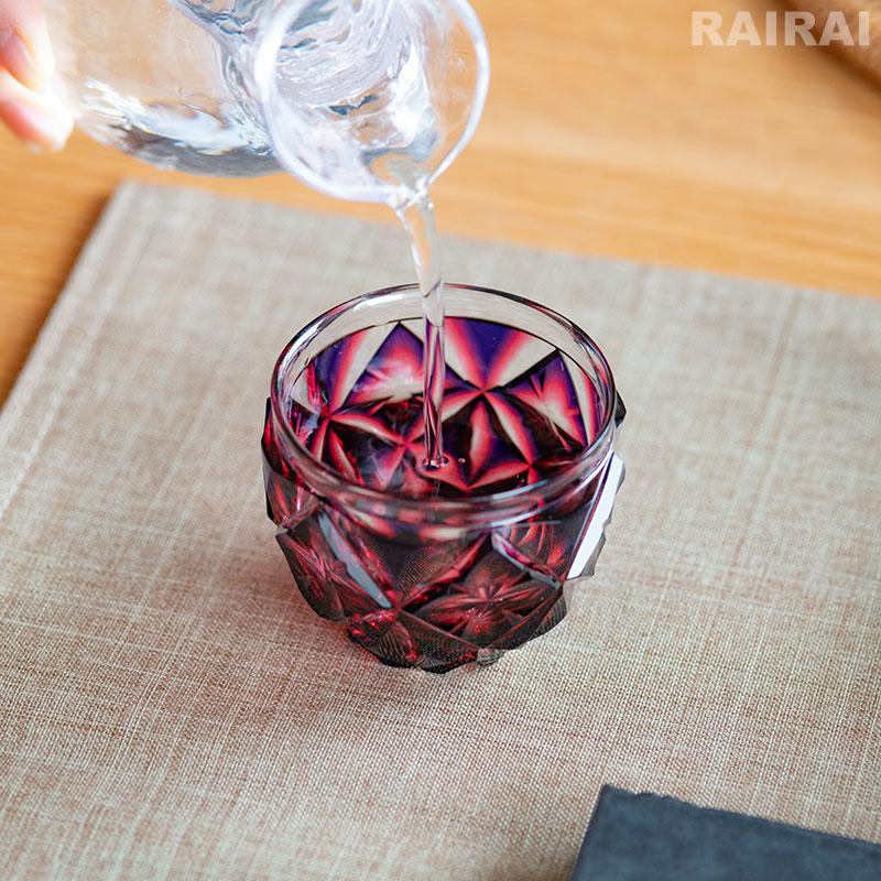 定価44000円鹿児島県薩摩切子二重被せぐい呑猪口一心（黒/金赤） 2026