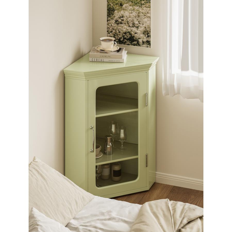 CAGUUU 三角形コーナーキャビネット ガラス扉付き コーナー収納棚 木製