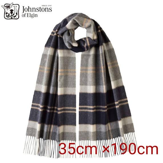 ジョンストンズ johnstons カシミヤ チェックマフラー カシミア