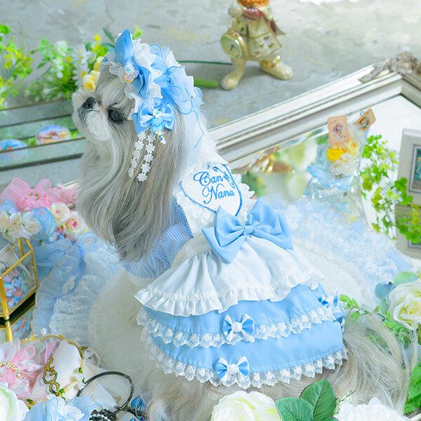 CanNana アリス 不思議の国のアリス ブルー 犬服 ワンピース コスプレ