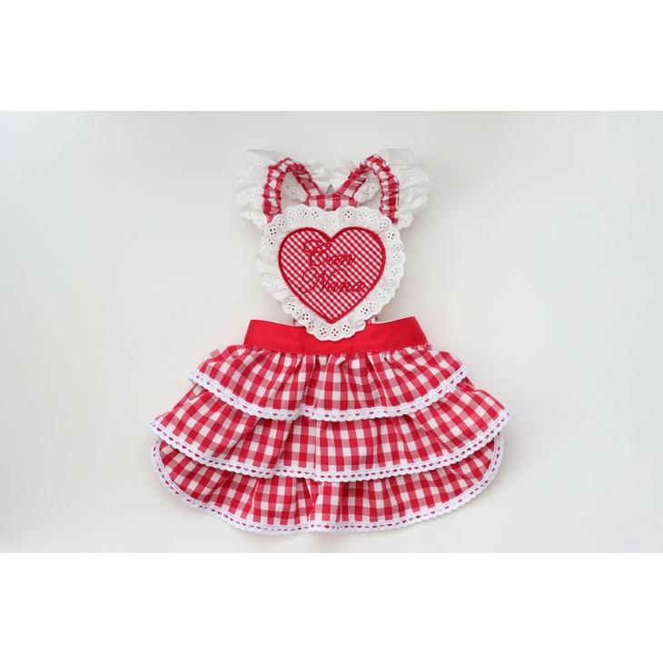 CanNana 犬 服 犬服 春夏 ギンガムチェック エプロンワンピース ハート