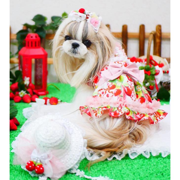 CanNana 犬 服 犬服 ワンピース 春夏 いちご オリジナル柄 ラブリー