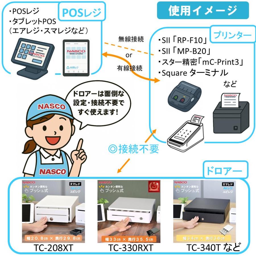キャッシュドロアー TC-350R エアレジ×スマレジ×ユビレジ対応 | air