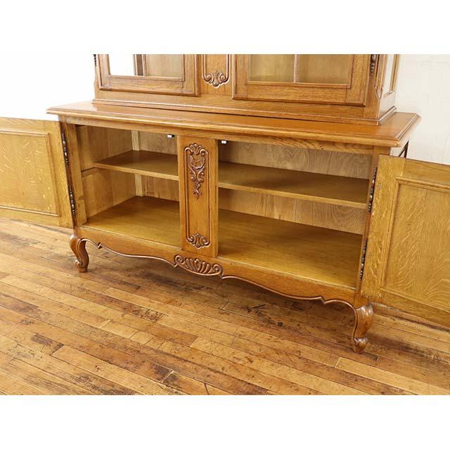 フランス アンティーク 家具 キャビネット 書棚 食器棚 飾り棚 オーク