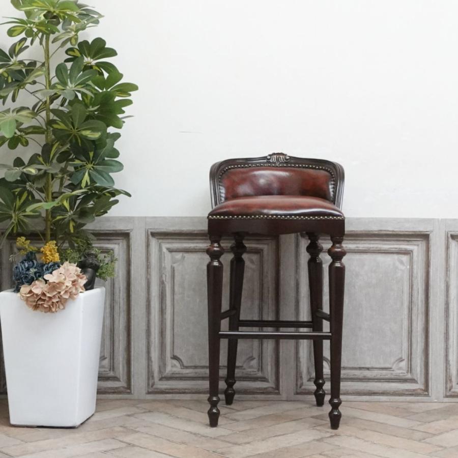 L3710-74-1 英国ヴィンテージ レザー ハイチェア カウンターチェア