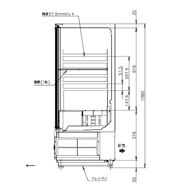 ホシザキ（HOSHIZAKI） 小形冷蔵ショーケース SSB-63DTL｜内容積 124L