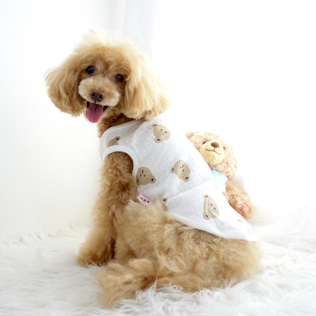ベア総柄ガーゼタンク XS〜XL ドッグウエア 小型犬 ANZUDOG（あんず