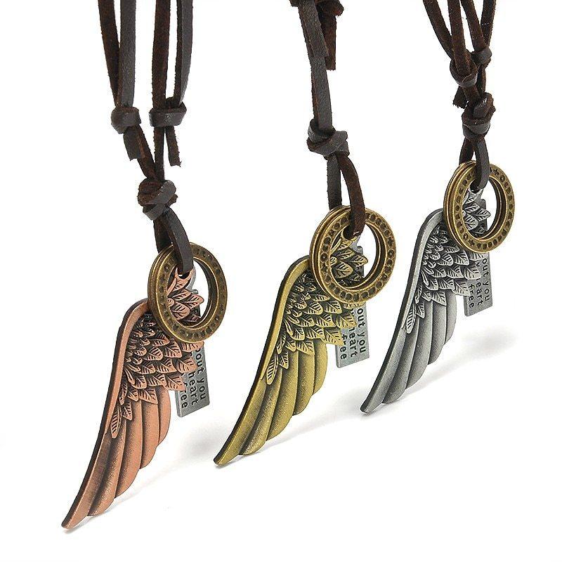 ネックレス メンズ ビンテージ ヴィンテージ フェザー クロス 羽