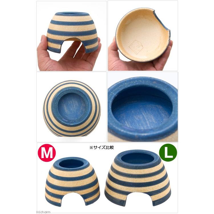 爬虫類 両生類 4点セット シェルター ウェットシェルター ボーダー 信楽焼