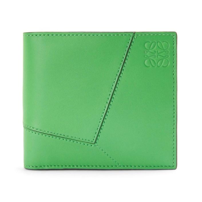 LOEWE ロエベ カーブレザー 二つ折り財布 極美品 グリーン×ネイビー