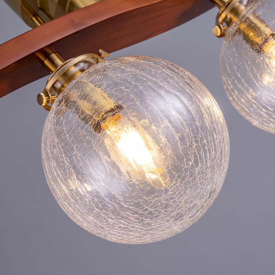 シーリングライト おしゃれ 木製アーム ガラス 4灯 LED 北欧 モダン