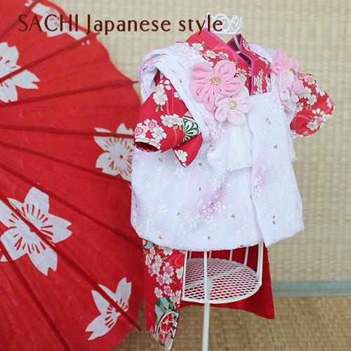 オーダーメイド犬服の着物被布コートちりめん桜ホワイト : オーダー