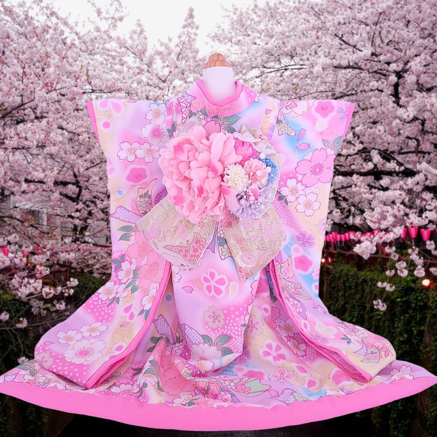 咲楽-sakura-犬服のペットの着物（帯電防止裏地）大振袖お引きずり