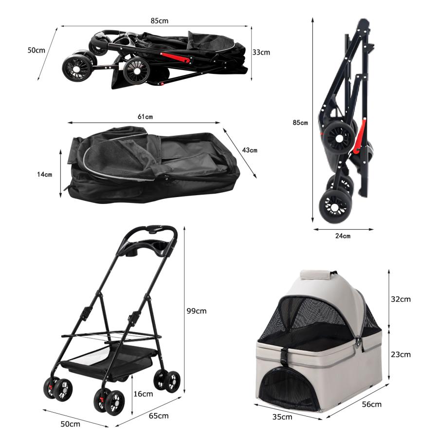 ペットカート 軽量 折りたたみ 取り外し 分離 2way 対面式 バスケット