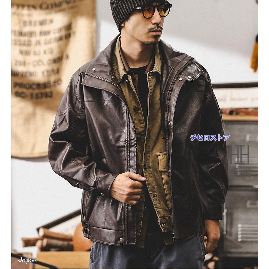 レザージャケット ライダースジャケット メンズ PUレザー シングル