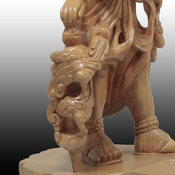 不動明王 くす 倶利伽羅 立像 高さ66cm お守り 仏像 木製 : 仏像・仏具